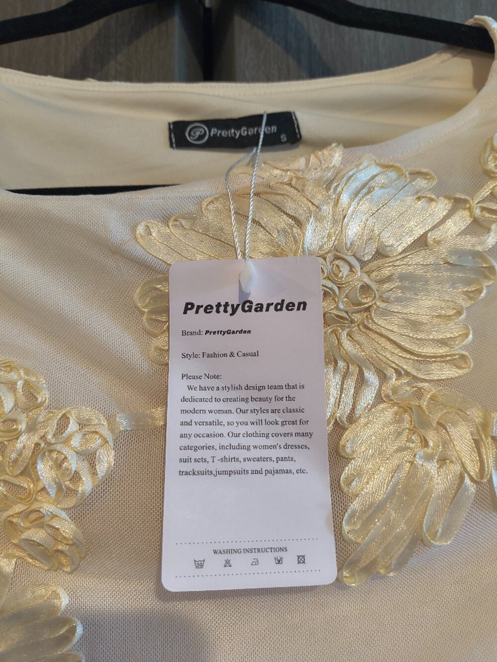 Pretty Garden Fashion Brand New With Tags Gold Cream Floral Midi Bodycon Dress - Picture 5 of 12